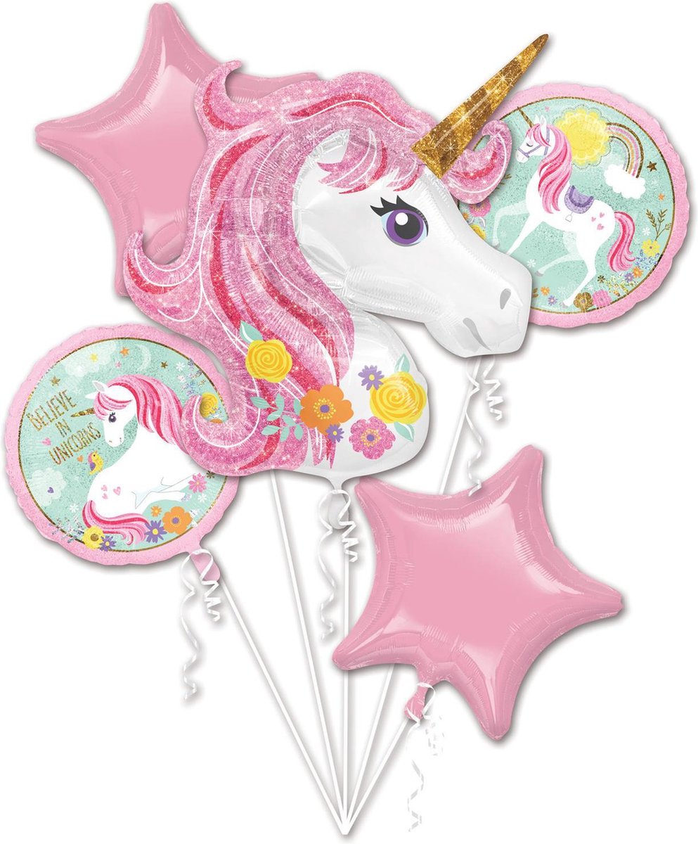 Ballon Boeket Folie Ballonnen Magical Unicorn | 5-delig